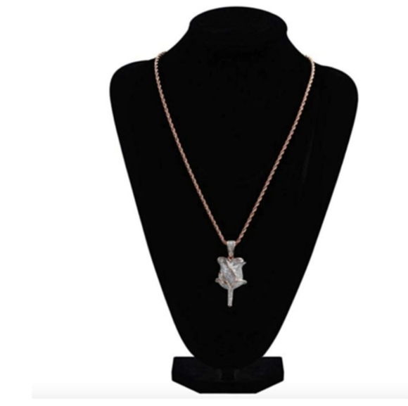 Rose Gold Diamond Necklace Flower Chain Rose - Picture 2 of 2